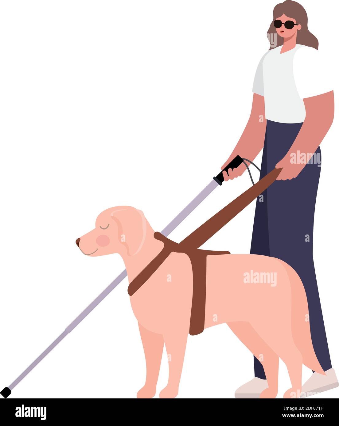 woman with a visual impairment and guide dog Stock Vector