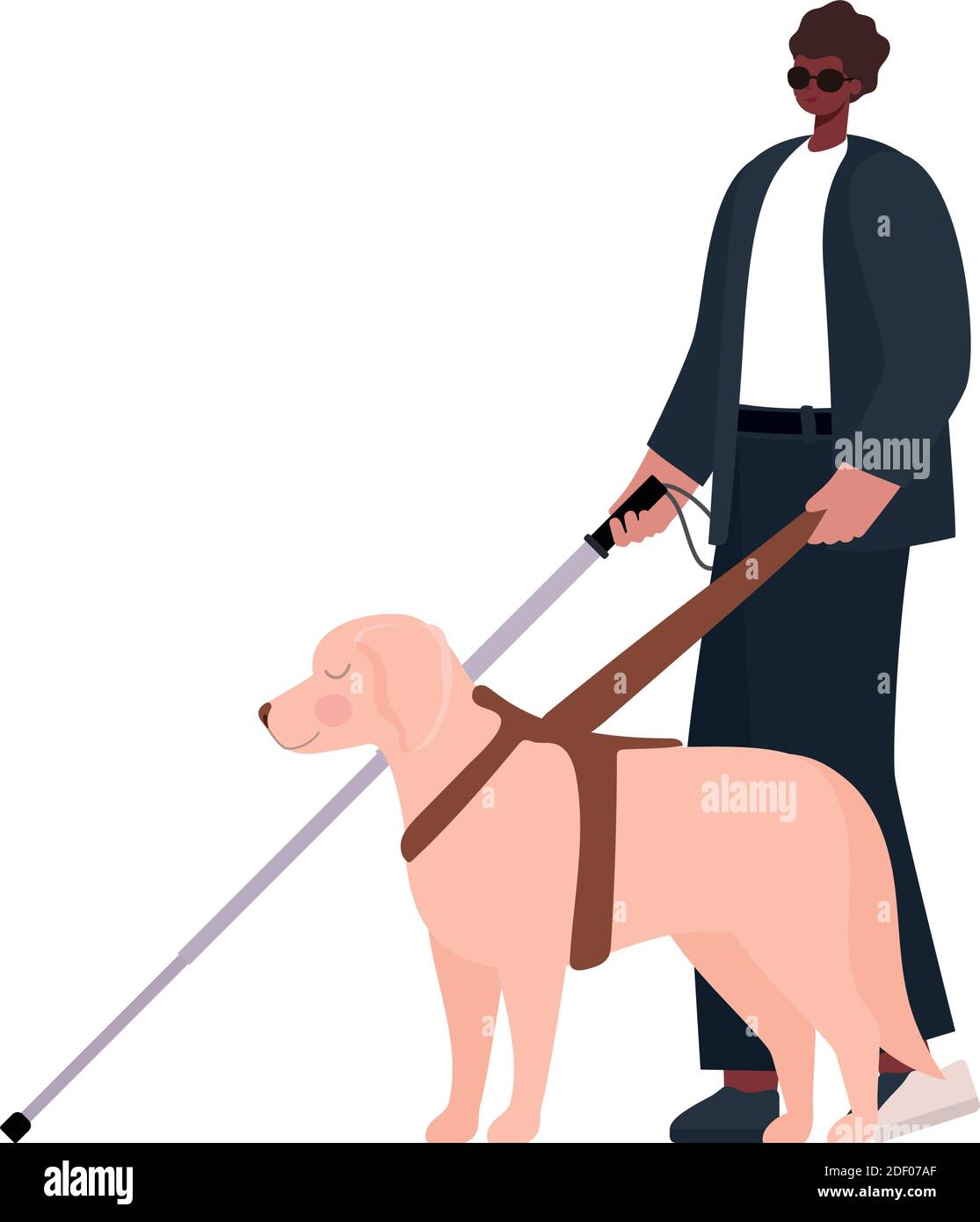 man with a visual impairment and guide dog Stock Vector