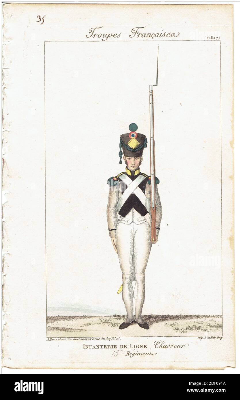 voltigeur du 15e de ligne sous le 1er Empire par Martinet, french line infantry under First Empire Stock Photo
