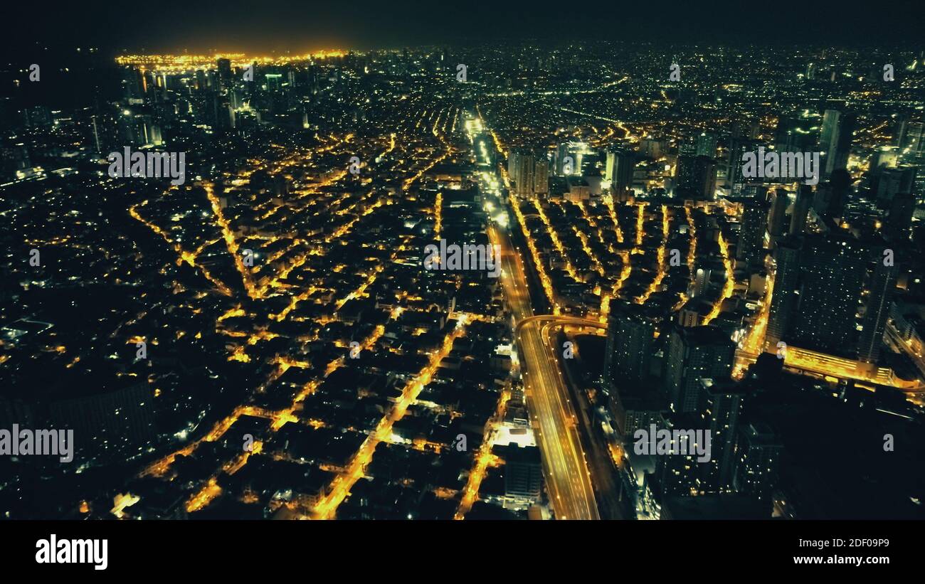 Aerial night view manila traffic hi-res stock photography and images ...