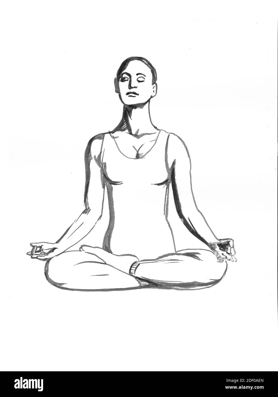 Man and Woman in Lotus Pose Yoga Meditation Line Art Drawing Vector  Illustration. Stock Vector - Illustration of harmony, woman: 276985145