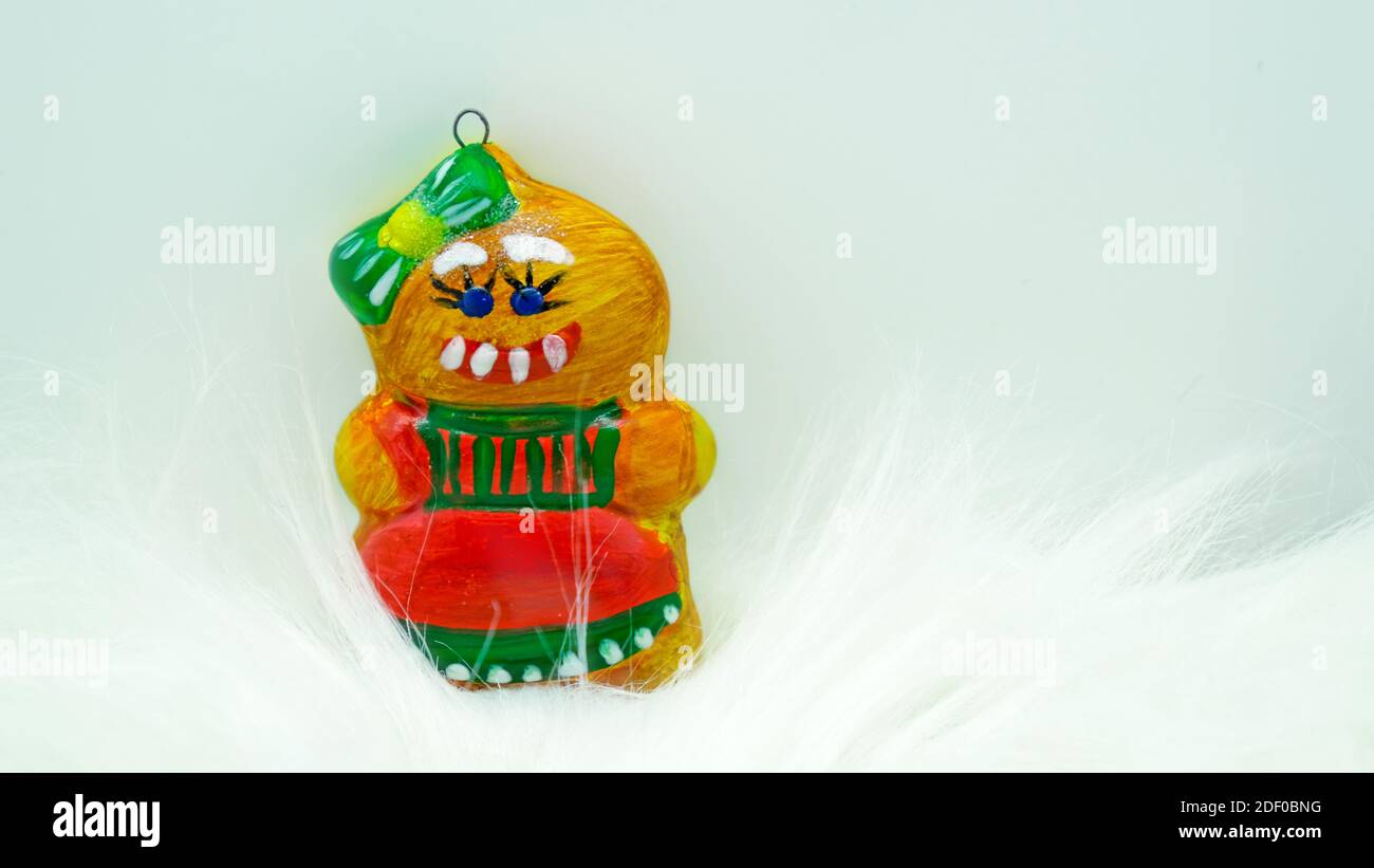 Christmas gypsum cookie with green ribbon Stock Photo