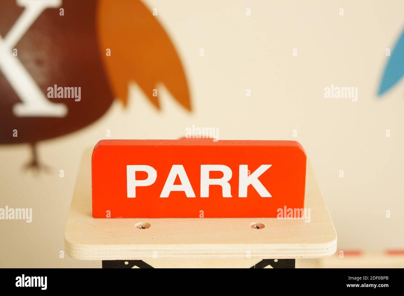 The small wooden sign written Park in the room Stock Photo - Alamy