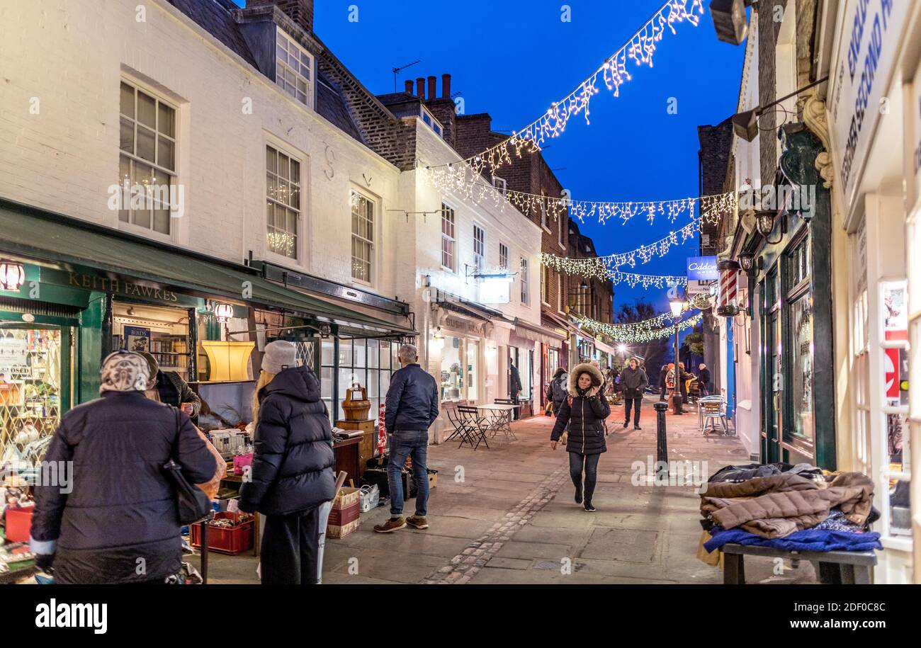 Christmas Lights In Hampstead at Night London UK Stock Photo Alamy