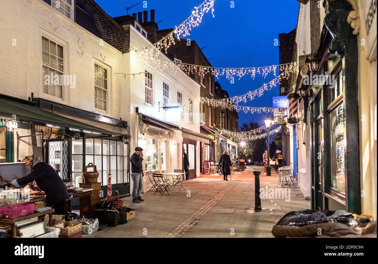 Christmas Lights In Hampstead at Night London UK Stock Photo Alamy