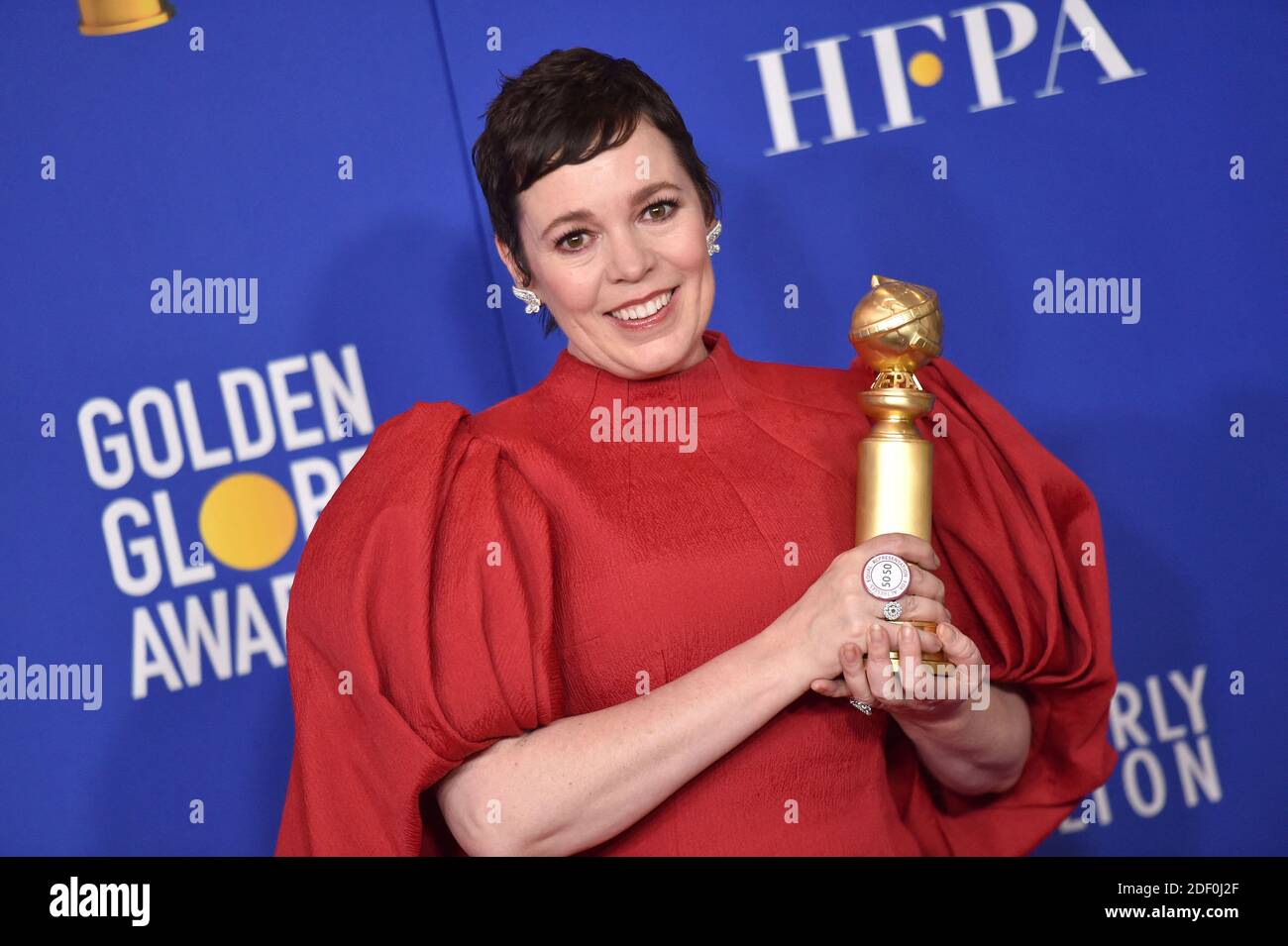 Olivia Coleman poses in the press room of the 77th Annual Golden Globes Awards at Beverly Hilton Hotel on January 05, 2020 in Beverly Hills, California. Photo by Lionel Hahn/ABACAPRESS.COM Stock Photo