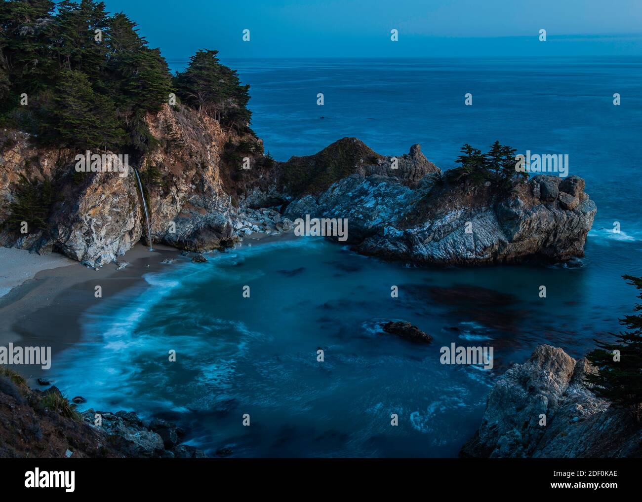 McWay Falls on the California coast at blue hour Stock Photo