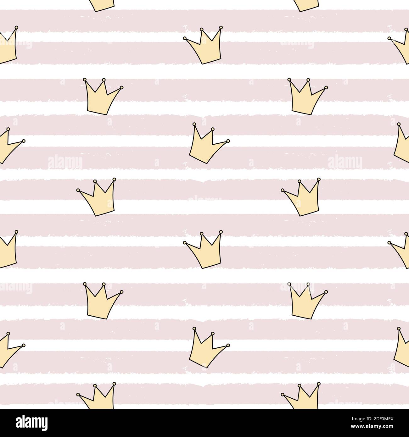 Cute Princess Crown Seamless Pattern Background Illustration Stock