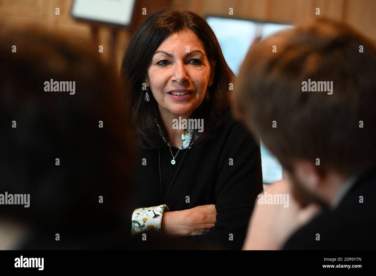 Paris Mayor Anne Hidalgo poses at her office at Paris City Hall, Paris ...
