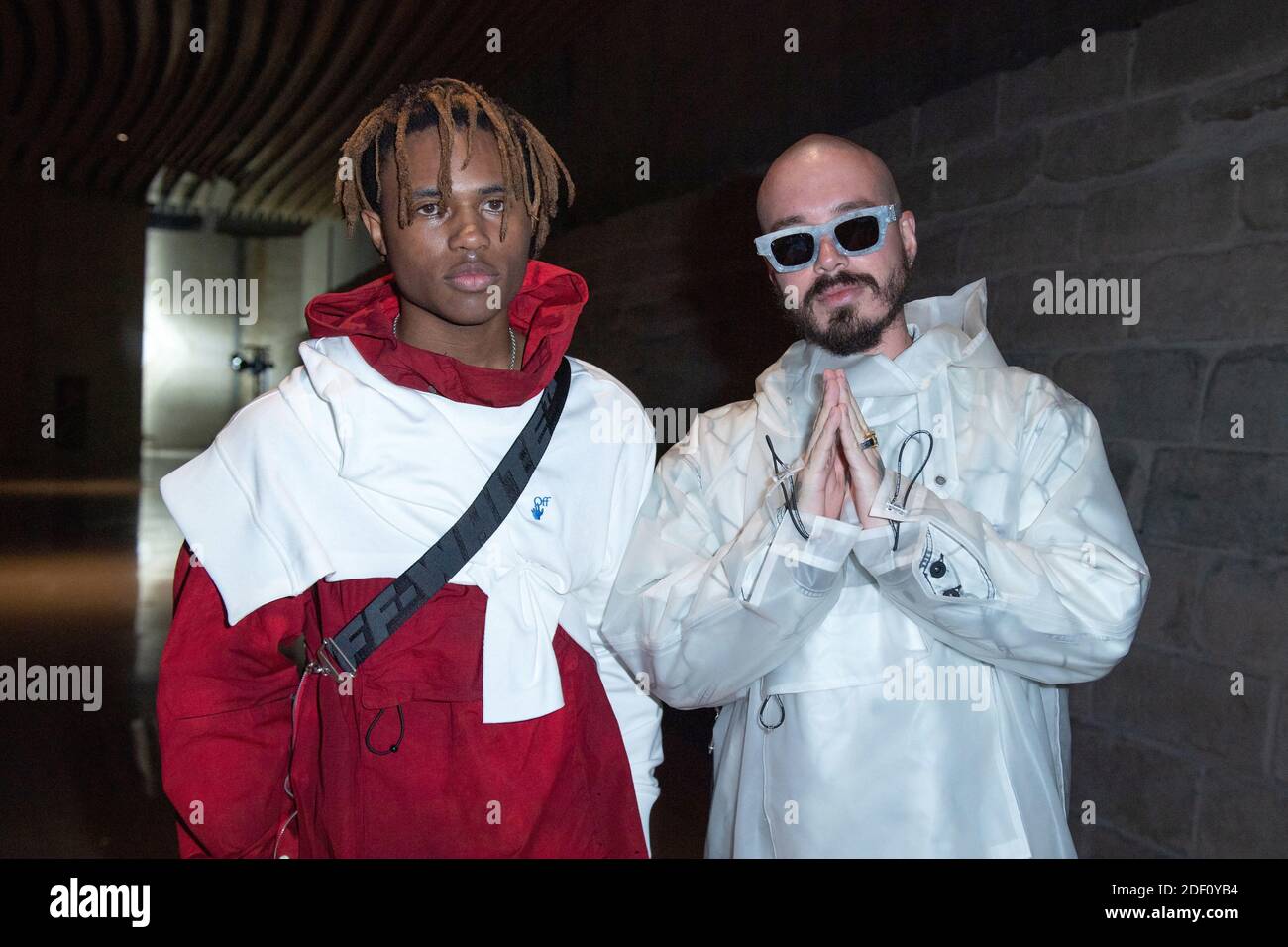 Kailand Morris and J Balvin attending the Off White Menswear Fall