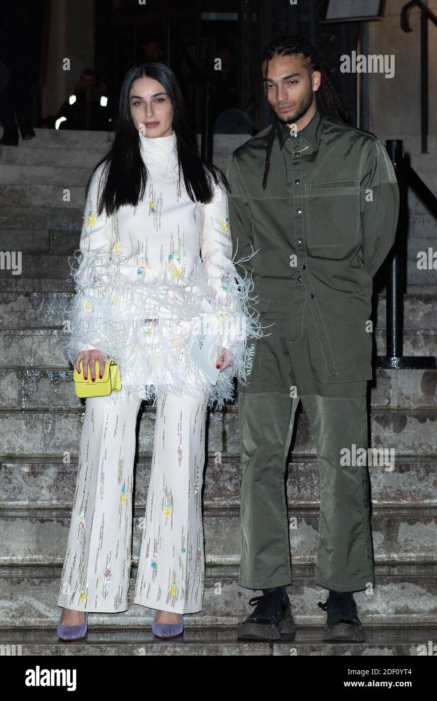 Fiona Zanetti and guest attending the Valentino Menswear Fall Winter 2020 2021 show as part of Paris Fashion Week in Paris France on January 15 2020. Photo by Aurore Marechal ABACAPRESS.COM Stock Phot...