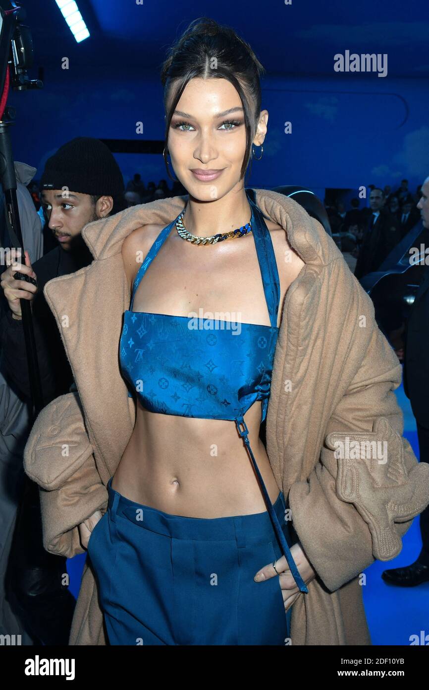 Bella Hadid attends the Louis Vuitton Menswear Fall/Winter 2020/2021 show  in Paris, France