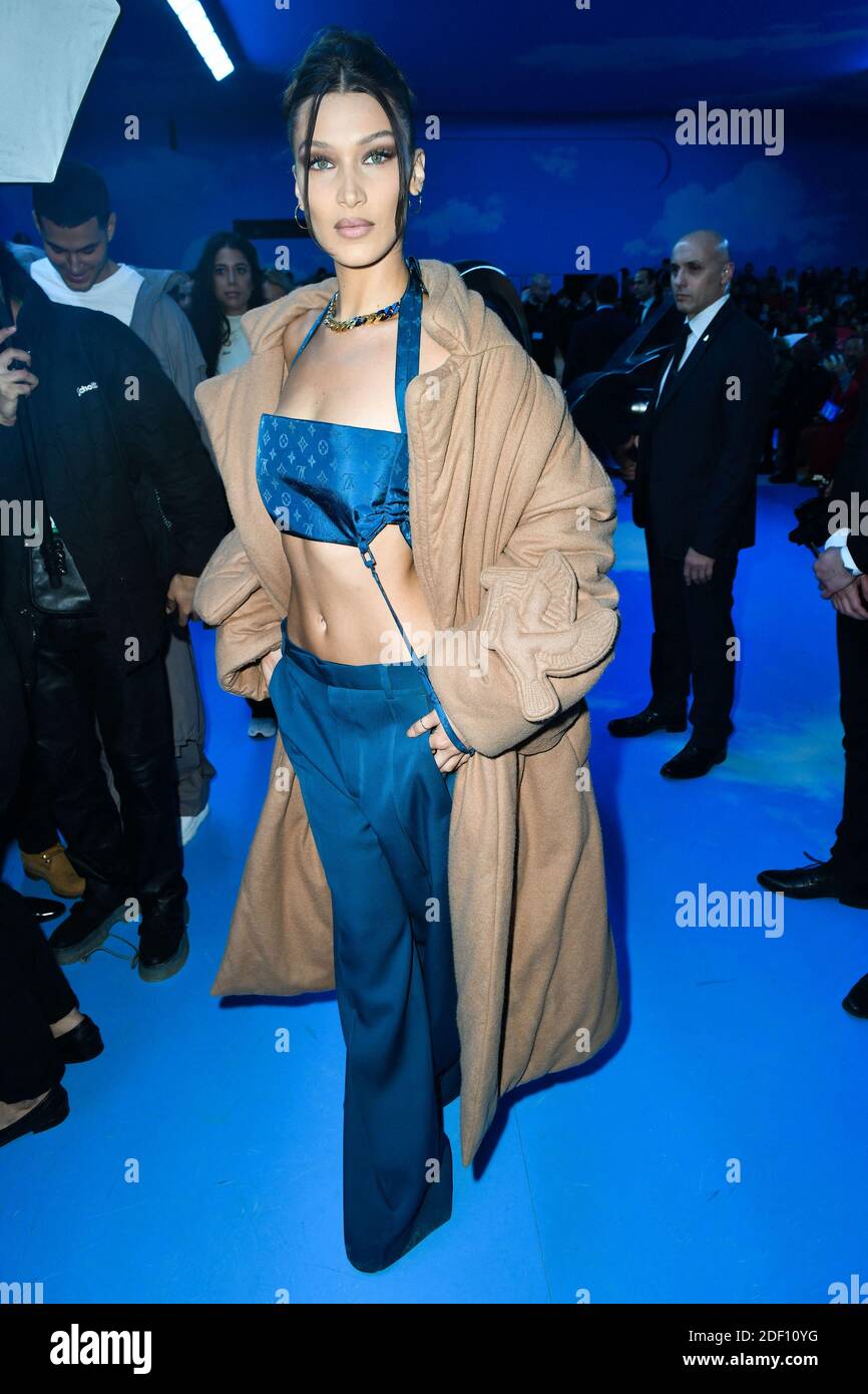 Bella Hadid attends the Louis Vuitton Menswear Fall/Winter 2020-2021 show  as part of Paris Fashion Week on January 16, 2020 in Paris, France. Photo  by Laurent Zabulon/ABACAPRESS Stock Photo - Alamy