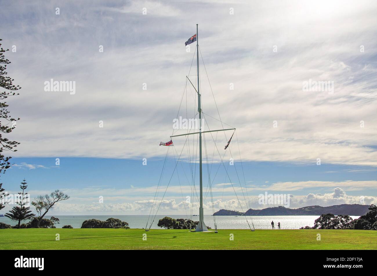 The Naval Flagstaff, Waitangi Treaty Grounds, Waitangi, Bay of Islands, Northland Region, North Island, New Zealand Stock Photo