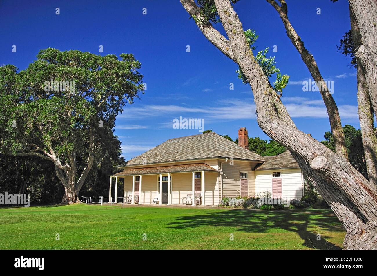 The Treaty House, Waitangi Treaty Grounds, Waitangi, Bay of Islands, Northland Region, North Island, New Zealand Stock Photo