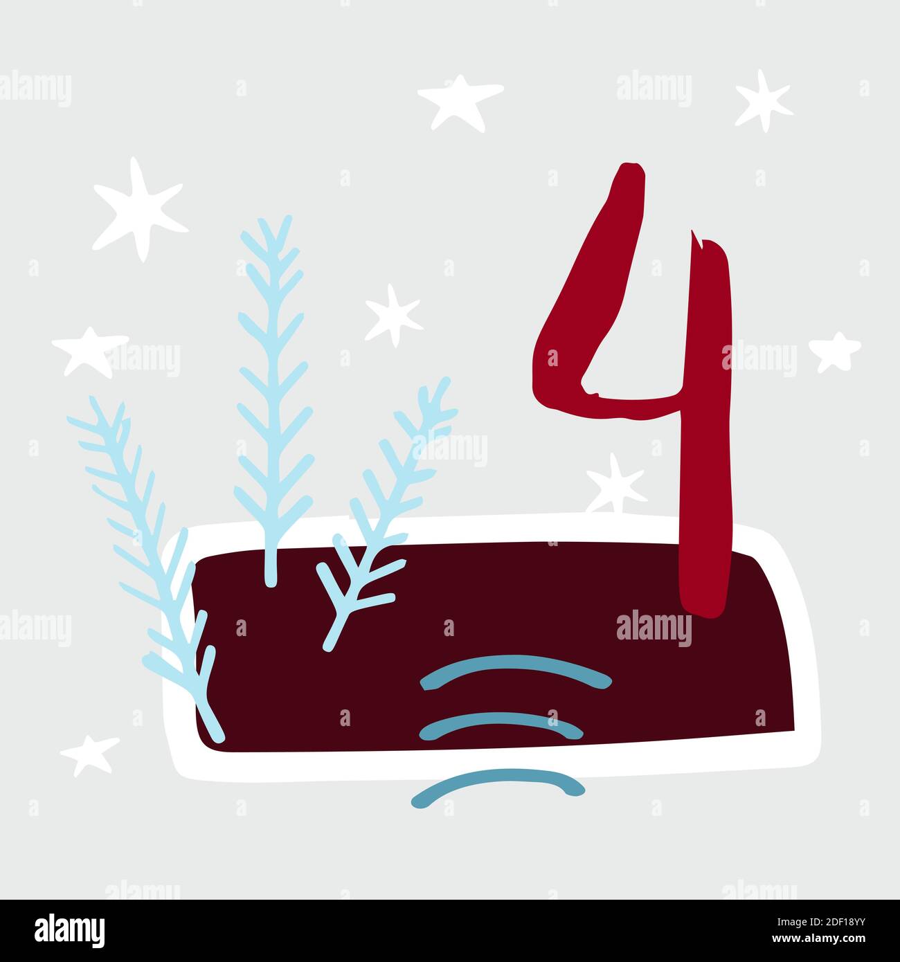 Christmas advent calendar, cute hand drawn style. Christmas and New