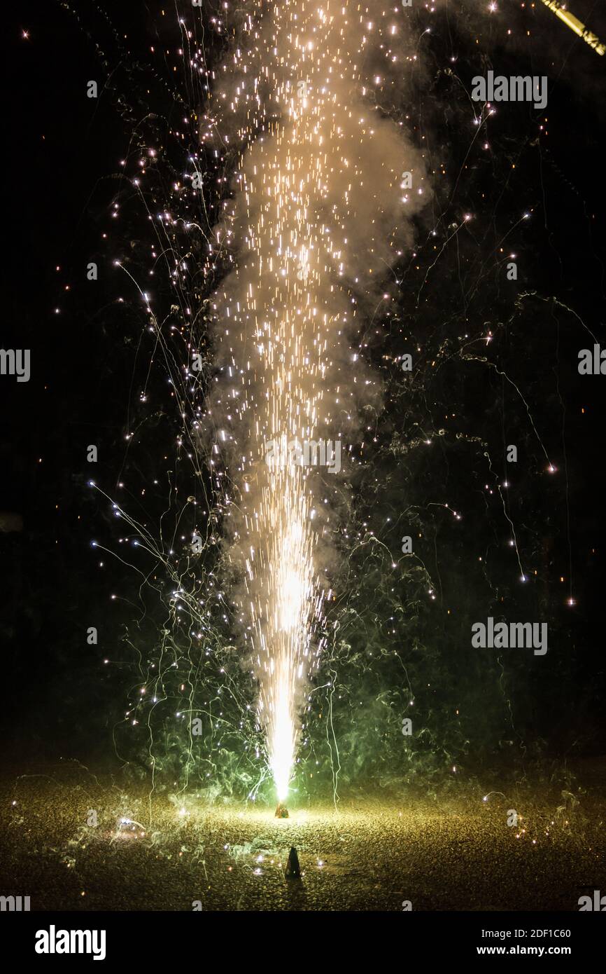 Fireworks on the floor for Diwali Hindu Festival of lights in Mysore