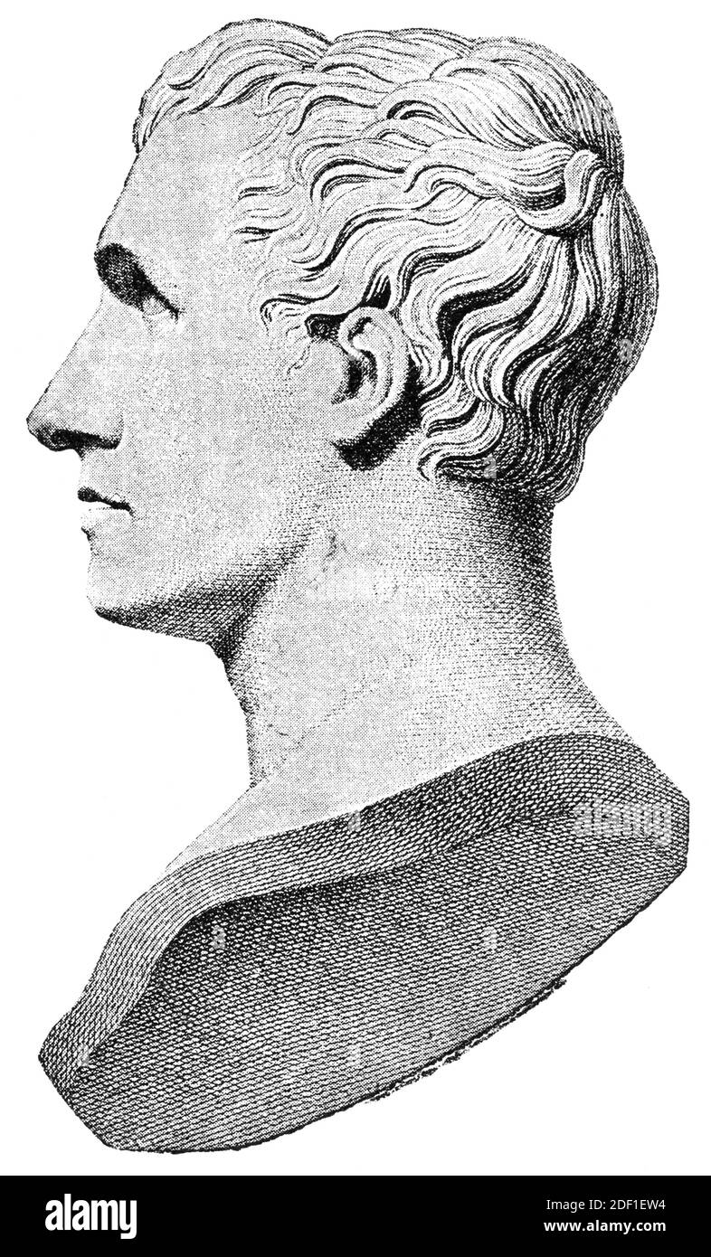 Image of Antonio Canova - an Italian Neoclassical sculptor. Illustration of the 19th century. White background. Stock Photo