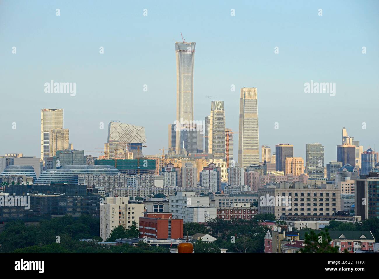 Skyline of the central business district in Beijing, with the 528m tall ...
