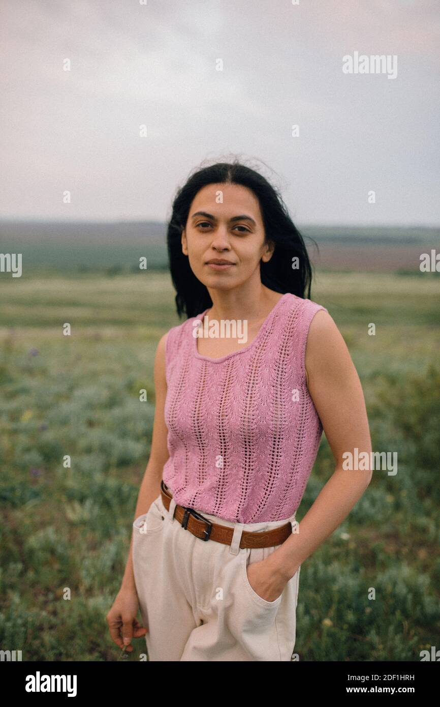 Woman standing outdoor dusk hi-res stock photography and images - Alamy