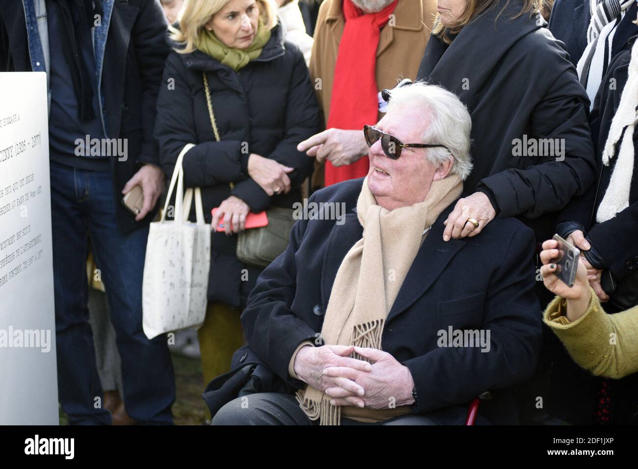 French cartoonist and illustrator Jean-Jacques Sempe at a ceremony for the unveiling of a commemorative statue of French cartoonist Rene Goscinny by French sculptor Sebastien Langloys in Paris, France on January 23, 2020. Photo by Patrice Pierrot/Avenir Pictures/ABACAPRESS.COM Stock Photo