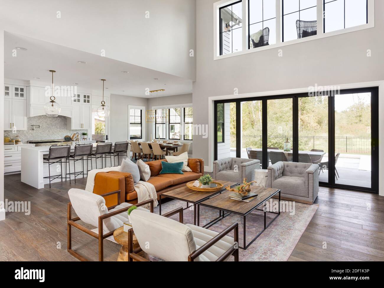 Modern farmhouse style design interior hires stock photography and