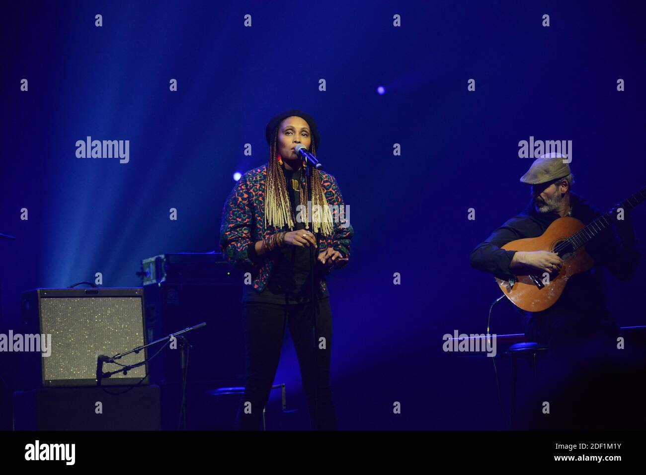 Imany Singer French singer Imany during CGT concert in support of strikers against ...