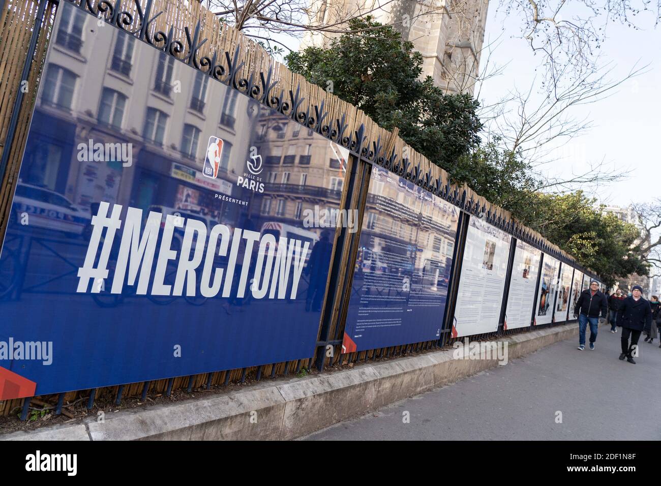 Jean-François Martins, Deputy Mayor in charge of sports, tourism and the Olympic and Paralympic Games, and Tony Parker inaugurate an exhibition dedicated to the basketball player's career. Paris, France, 24 February 2020. Photo by Florent Bardos/ABACAPRESS.COM Stock Photo