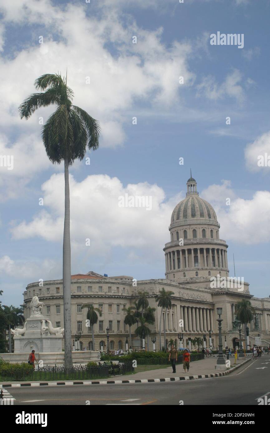 View of capitol building and surroundings in Cuban capital, Havana. Stock Photo