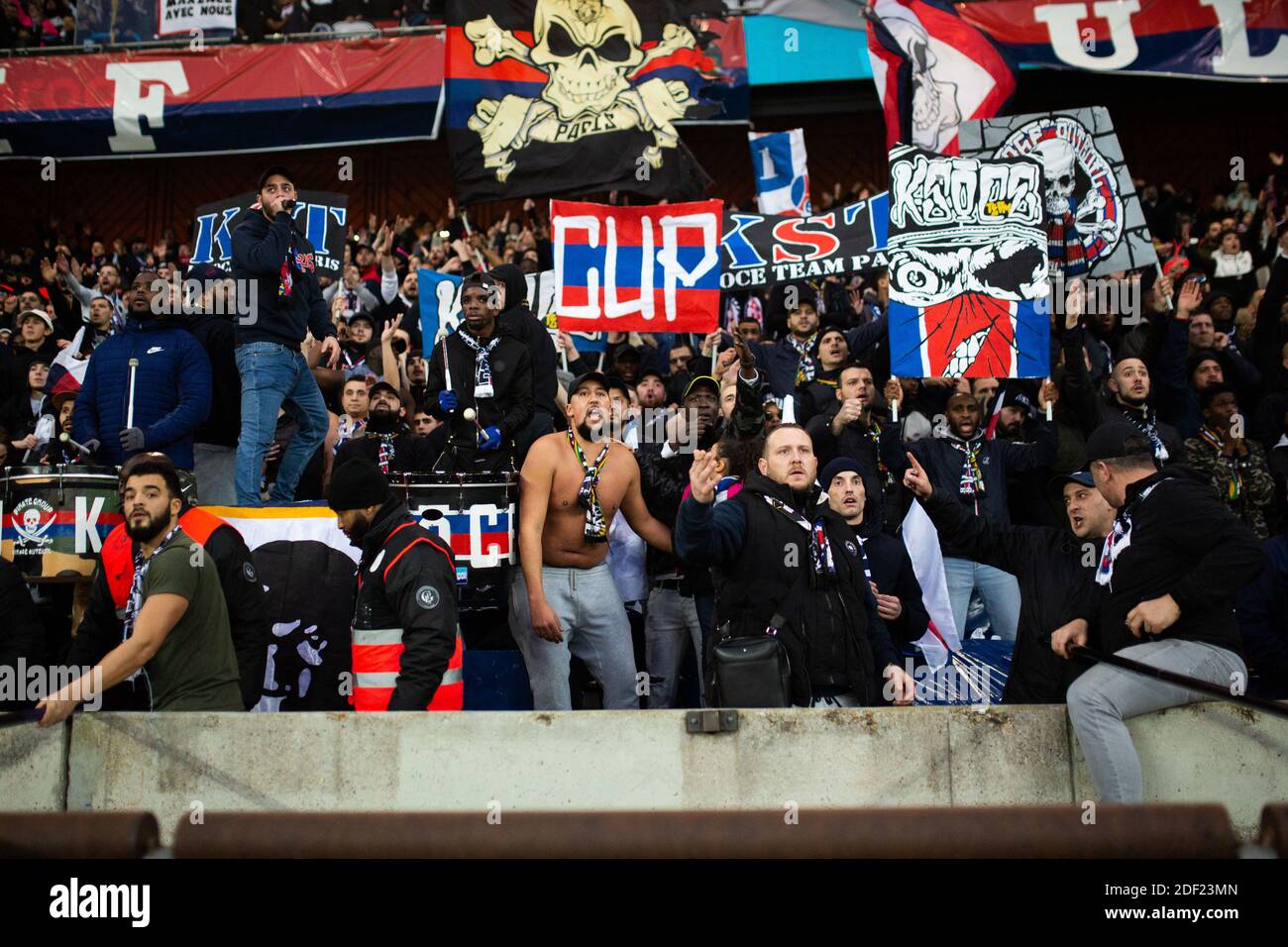 Ultras PSG during Ligue 1 Paris SaintGermain (PSG) v Montpellier