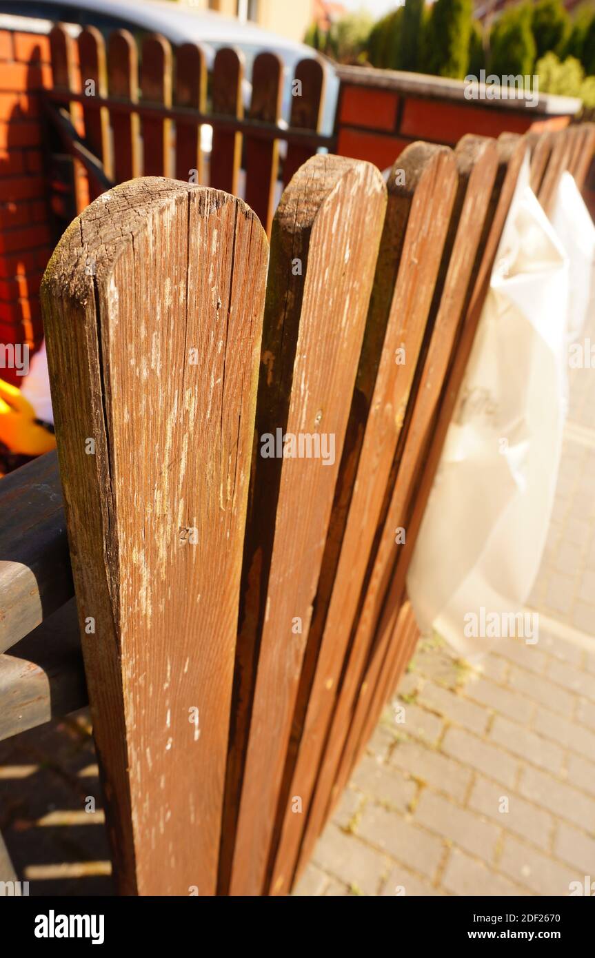 A vertical shot of a wooden fence Stock Photo - Alamy