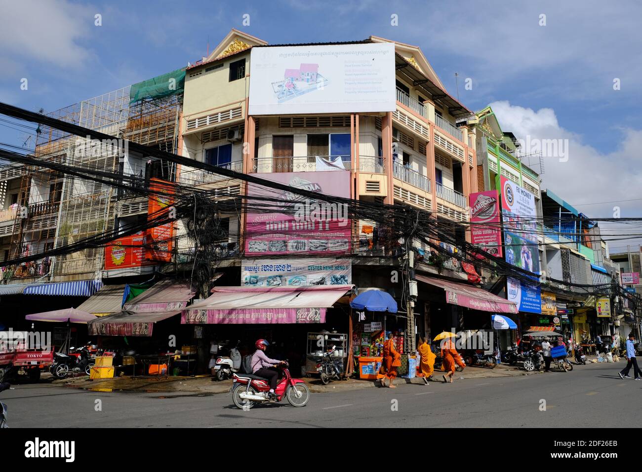 Cambodia Phnom Penh - Street photo Preah Sisowath Quay area Stock Photo