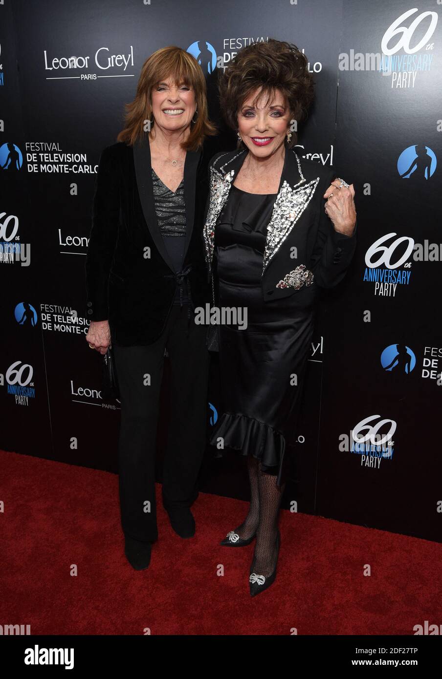 Linda Gray and Joan Collins attend The 60th Anniversary of the Monte-Carlo Television Festival gala reception in Los Angeles, CA, USA, February 5, 2020. Photo by Lionel Hahn/ABACAPRESS.COM Stock Photo