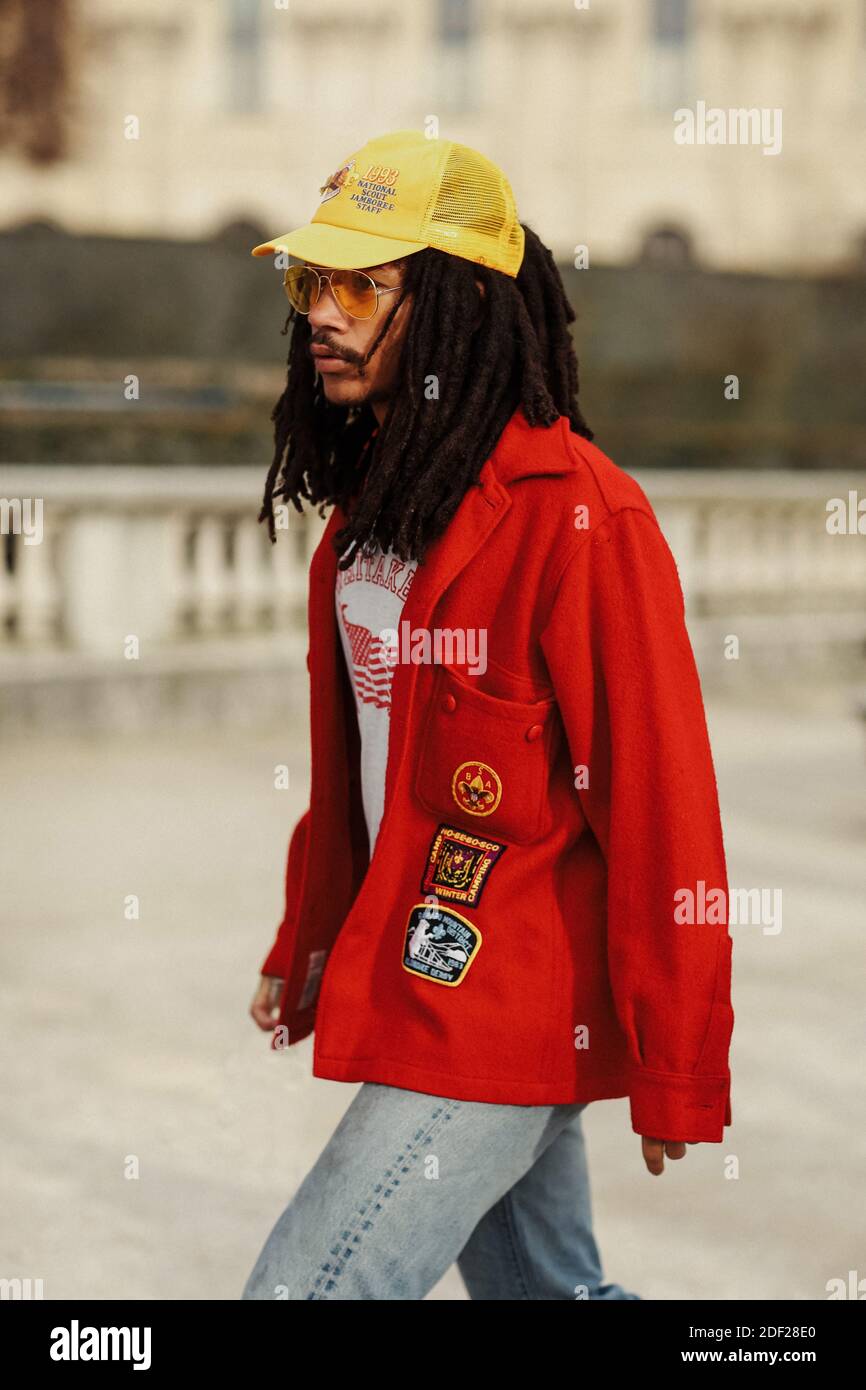 Street style, Luka Sabbat arriving at Off White Spring Summer 2020 Menswear  show, held at Carrousel du Louvre, Paris, France, on January 15th, 2020.  Photo by Marie-Paola Bertrand-Hillion/ABACAPRESS.COM Stock Photo - Alamy