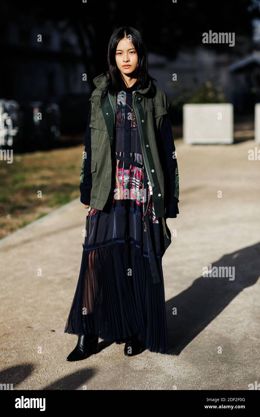 Street style, Lala Takahashi arriving at Sacai Fall Winter 2020-2021  Menswear show, held at Grand Palais, Paris, France, on January 18th, 2020.  Photo by Marie-Paola Bertrand-Hillion/ABACAPRESS.COM Stock Photo - Alamy