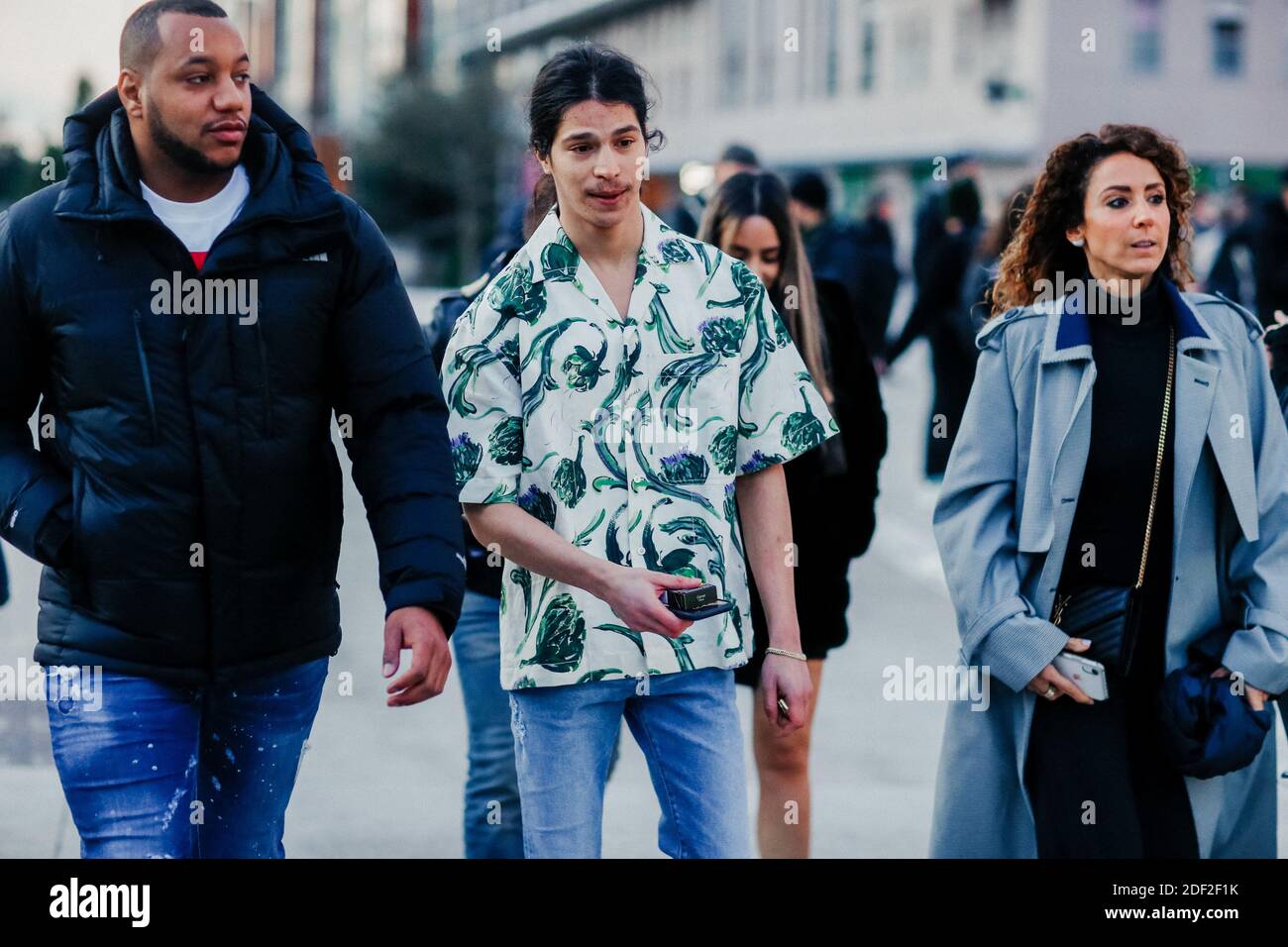 Street style Moha La Squale Mohamed Bellahmed arriving at Jacquemus Fall Winter 2020 2021 show held at La Defense Arena Paris France on January 18th 2020. Photo by Marie Paola Bertrand Hillion ABACAPR...