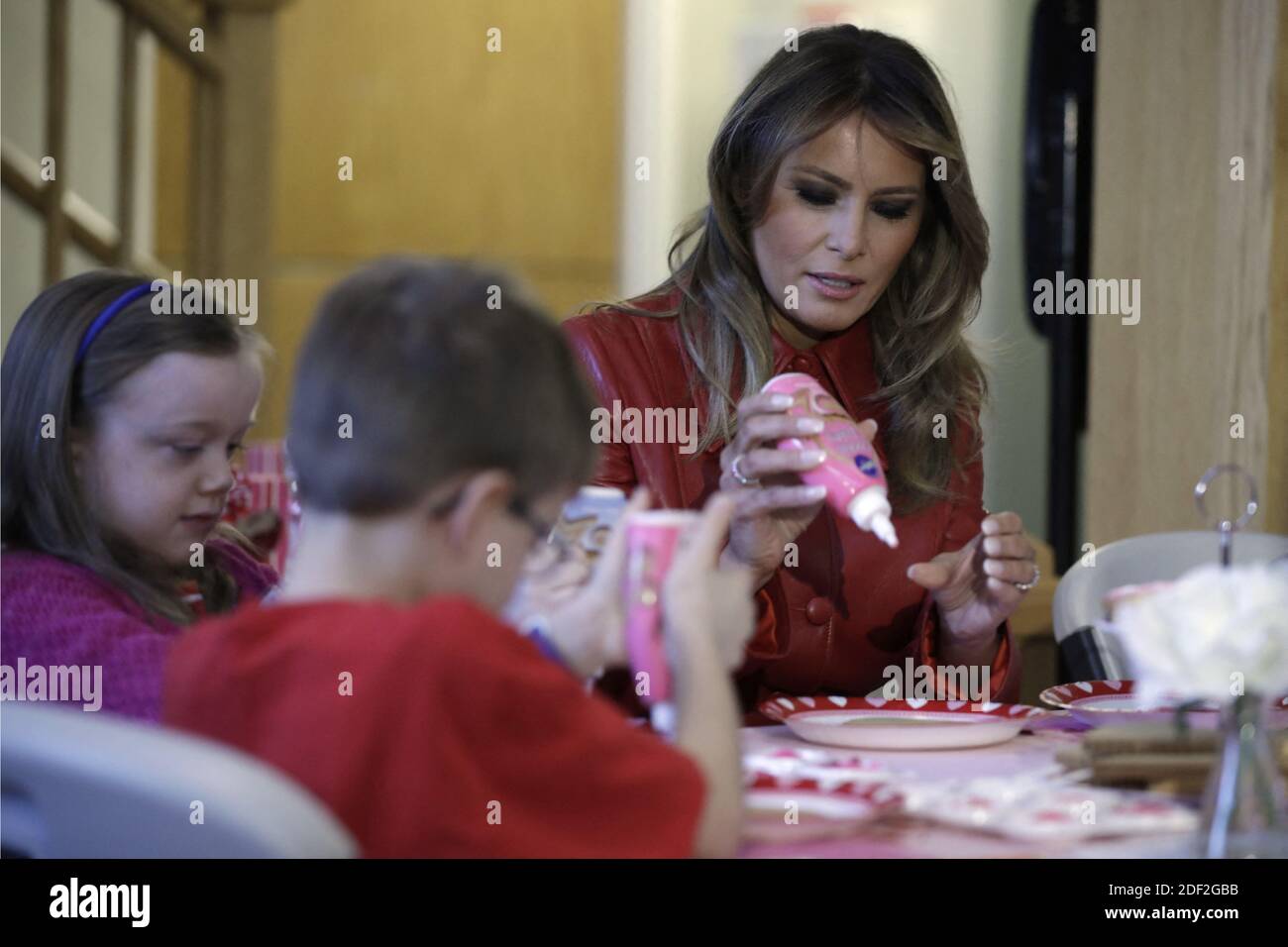 U.S. First Lady Melania Trump makes Valentine's Day decorations with