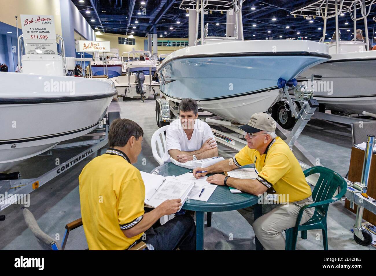 Miami Beach Florida,Miami Beach Convention Center,centre,South Florida Boat Show boating exhibits exhibitors promoting promotion,new models display sa Stock Photo