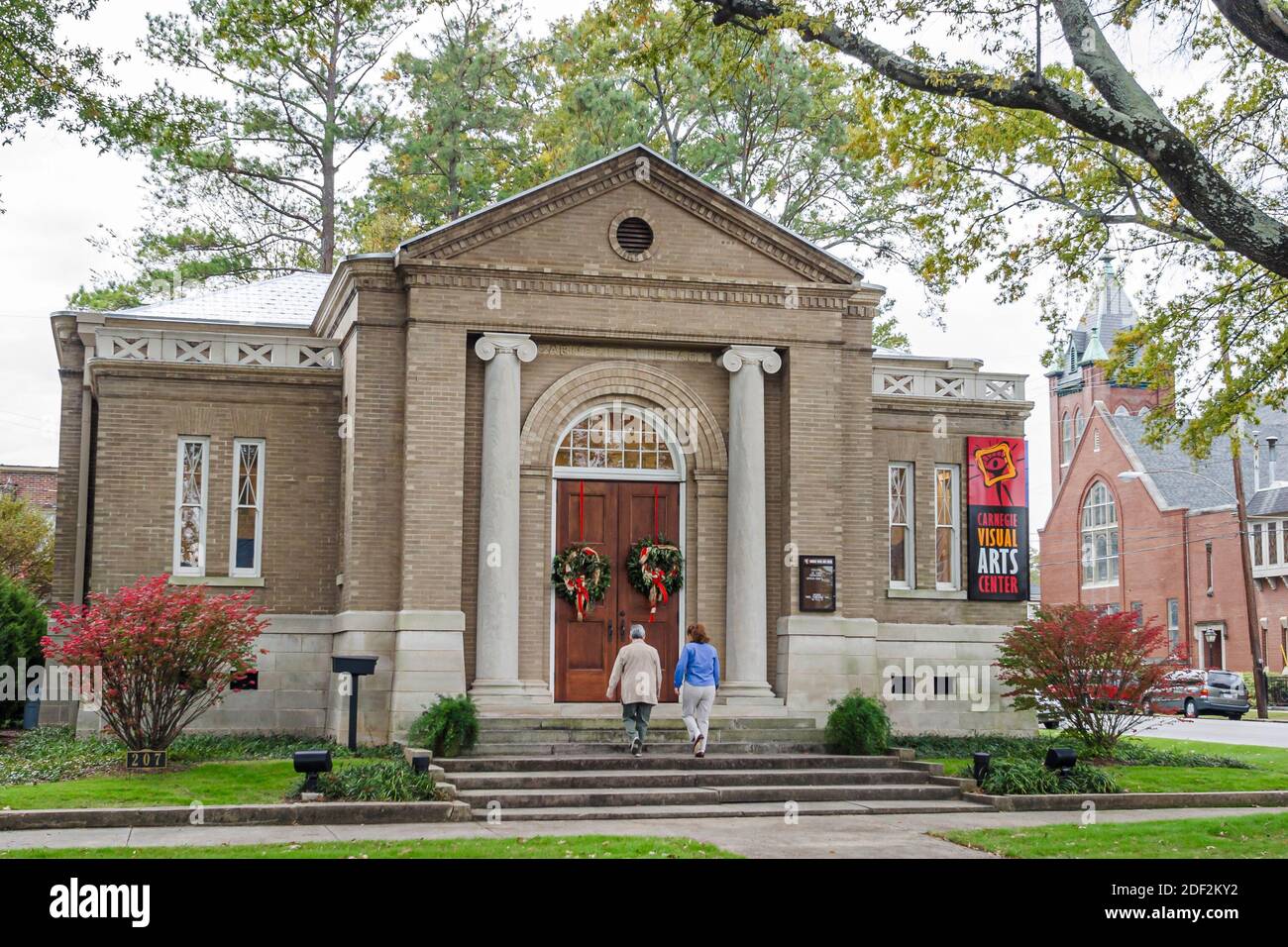 Alabama Decatur Carnegie Visual Arts Center centre,entrance front outside exterior built Carnegie Library 1904, Stock Photo