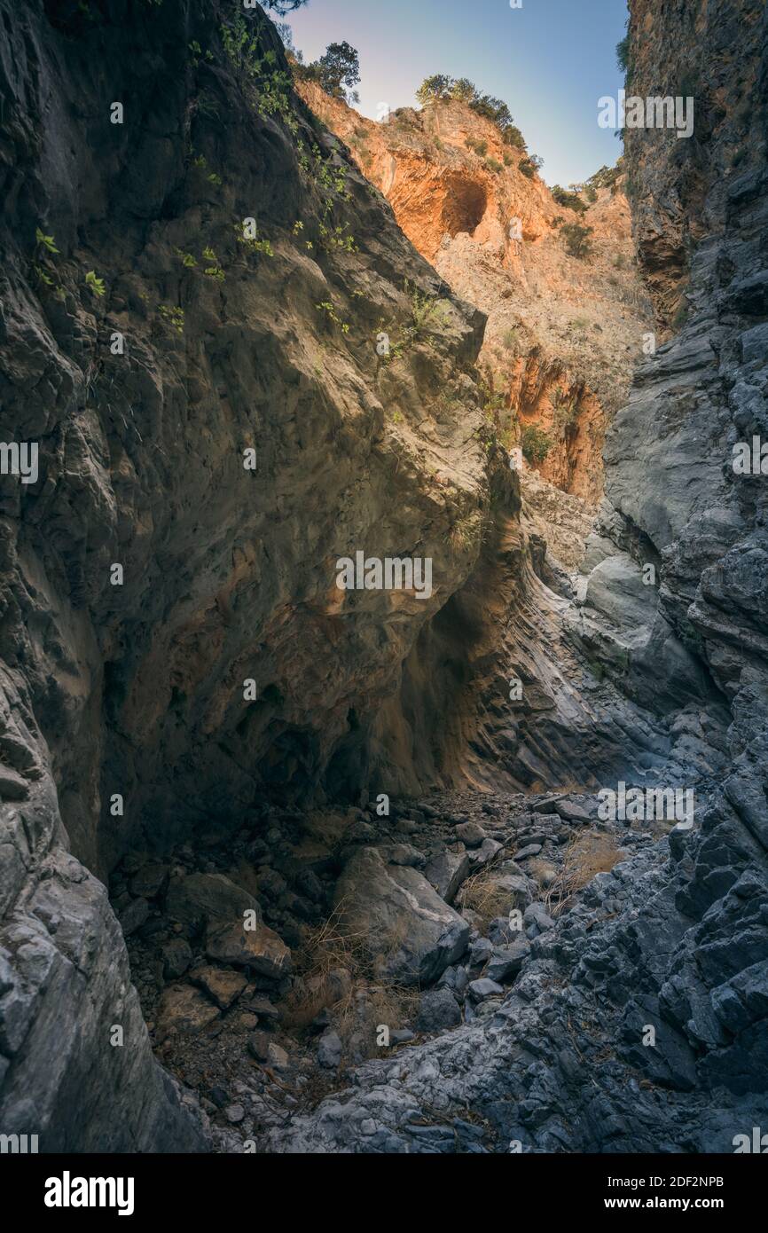 Narrow gorge at Crete, Greece Stock Photo