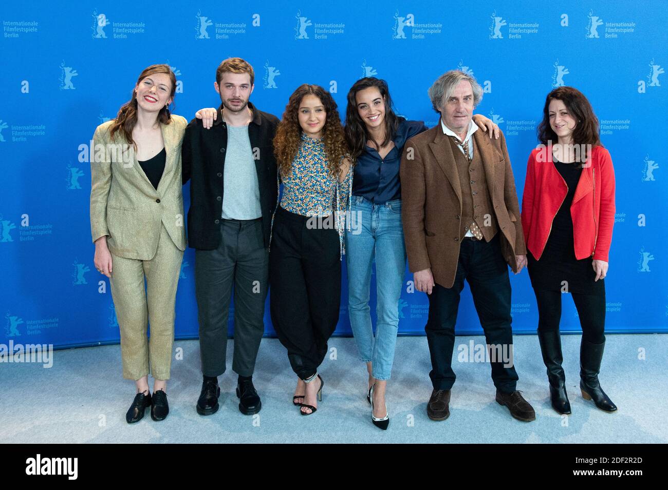 Louise Chevillotte, Logann Antuofermo, director Philippe Garrel, Souheila  Yacoub, Oulaya Amamra and Laurine Pelassy attending the The Salt of Tears (Le  Sel des Larmes) Photocall as part of the 70th Berlinale (Berlin