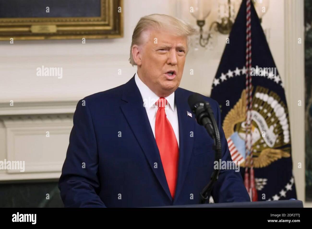 Washington DC, USA. 2nd Dec 2020. In this frame grab from Facebook, President Donald J. Trump rants about the election results in a video recorded at the White House without an audience on Wednesday, December 2, 2020. No press were allowed for the recording. Trump repeated false and unsubstantiated allegations of widespread election fraud as he continues to refuse to concede the election that he lost to President-elect Joe Biden a month ago. Credit: UPI/Alamy Live News Stock Photo