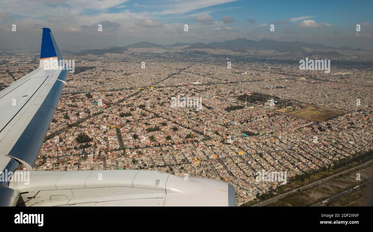 Flying into Mexico City Stock Photo