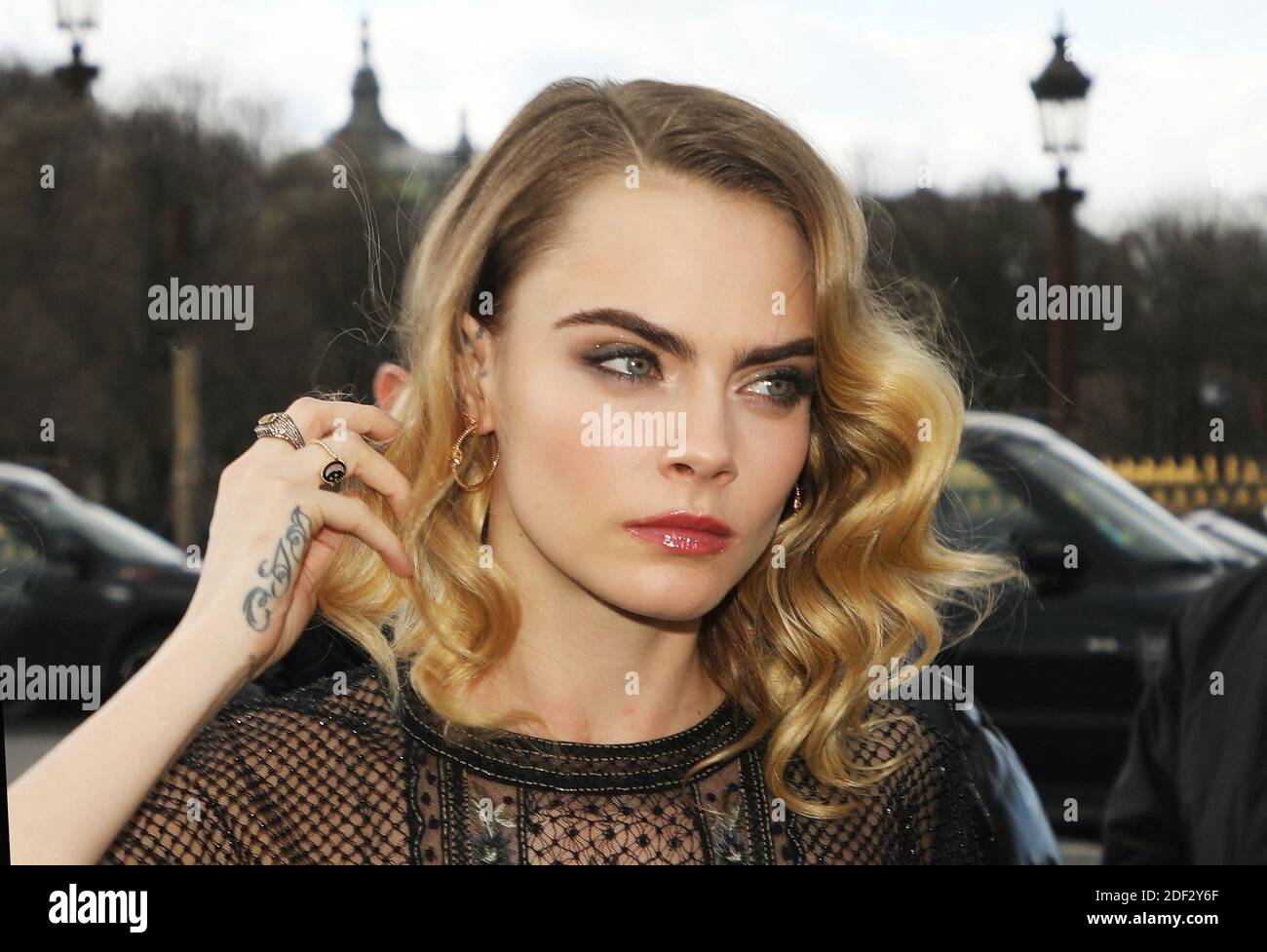 Cara Delevingne attending the 'Dior' Fashion show at Tuileries Garden
