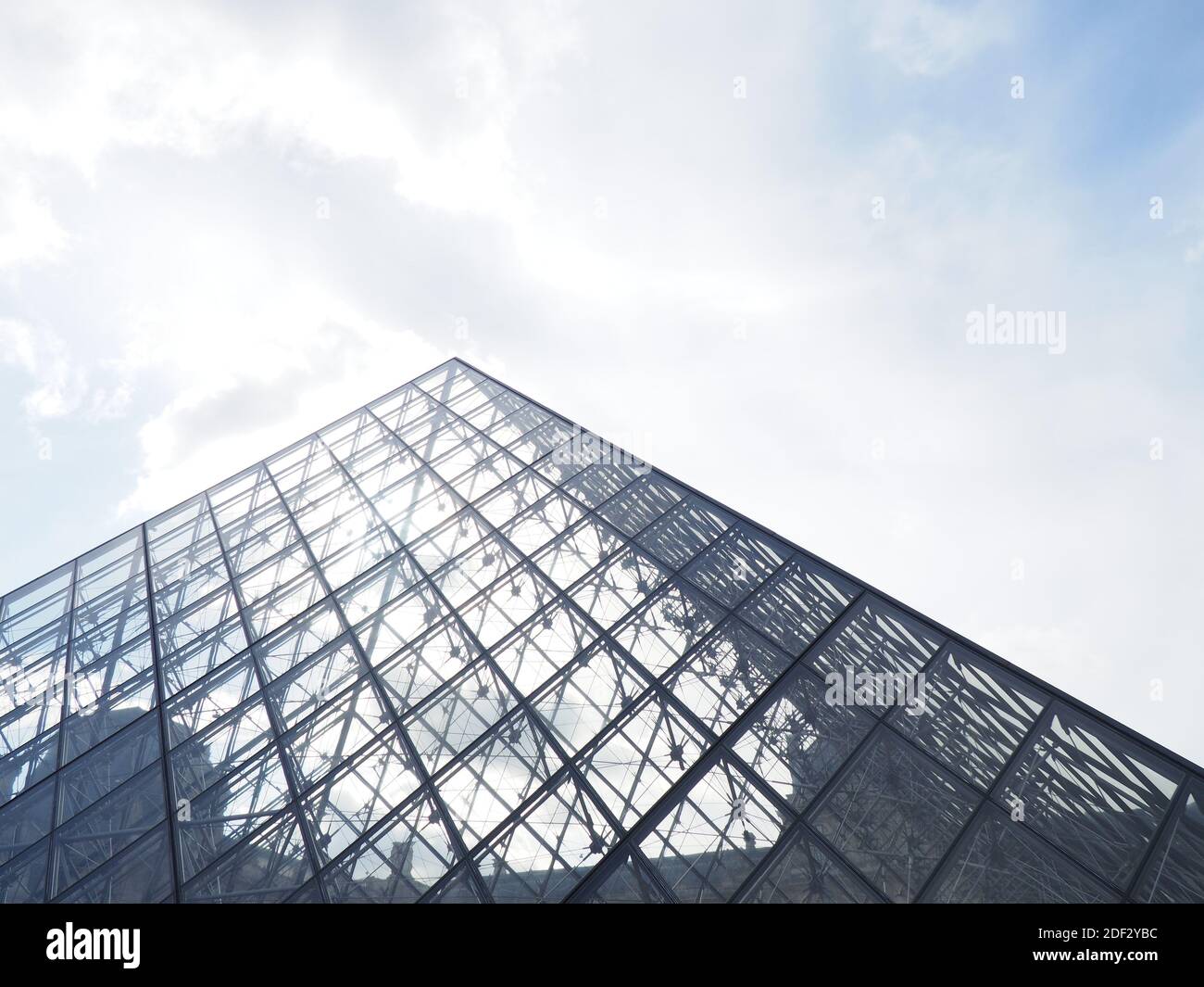 Glass dome from the Louvre Museum in Paris, France with sunlight