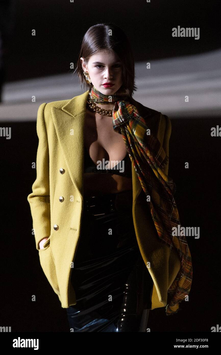 Kaia Gerber walks the runway during the Yves Saint-Laurent show as part of  the Paris