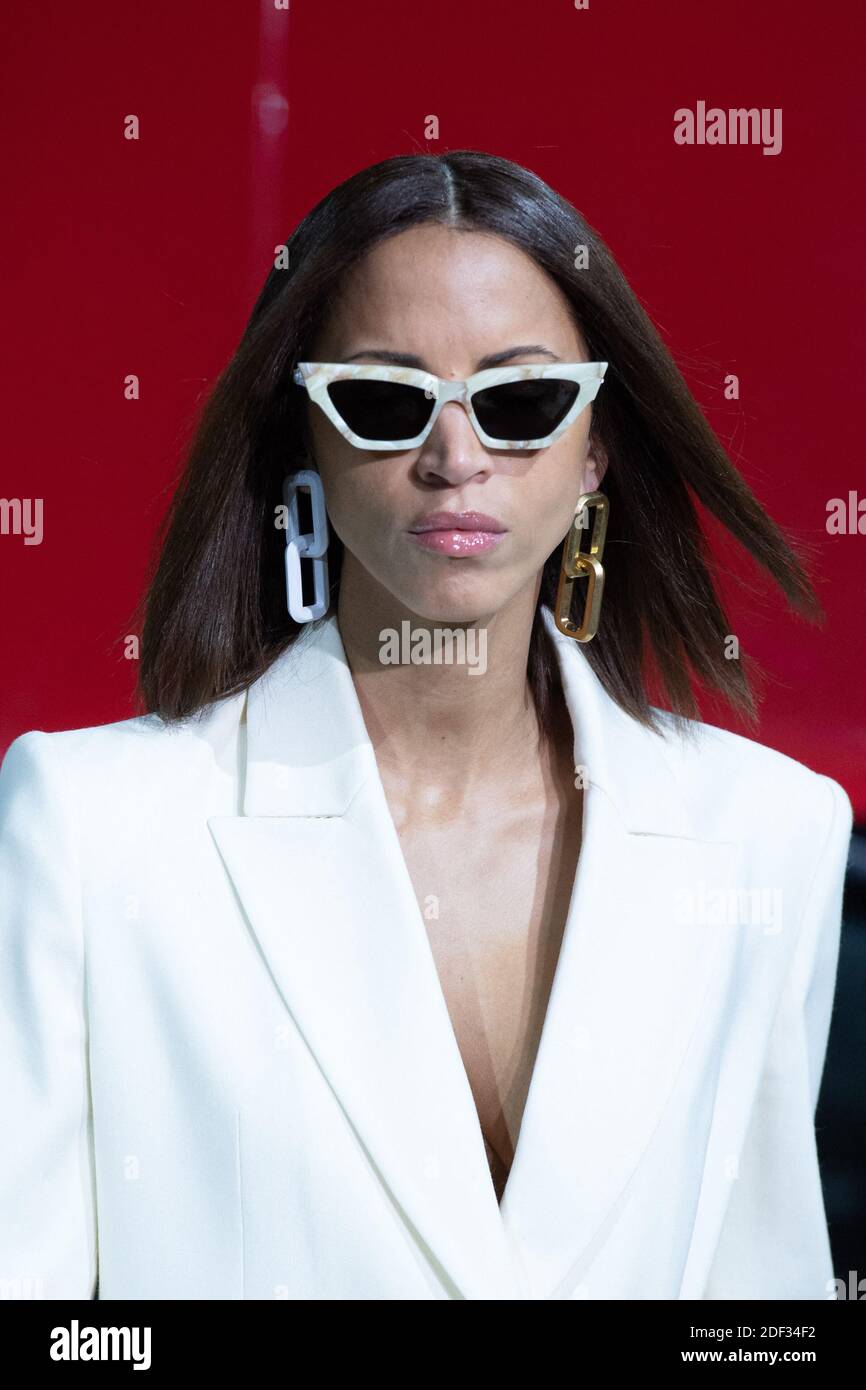 Noemie Lenoir walks the runway during the Off White show as part of the