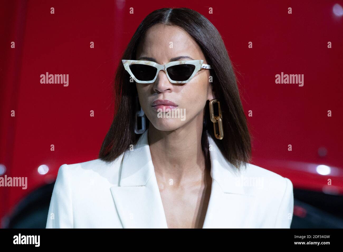 Noemie Lenoir walks the runway during the Off White show as part of the
