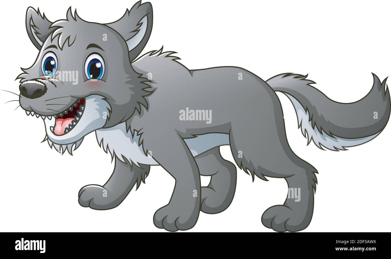 Vector illustration of Smiling wolf cartoon Stock Vector Image & Art - Alamy
