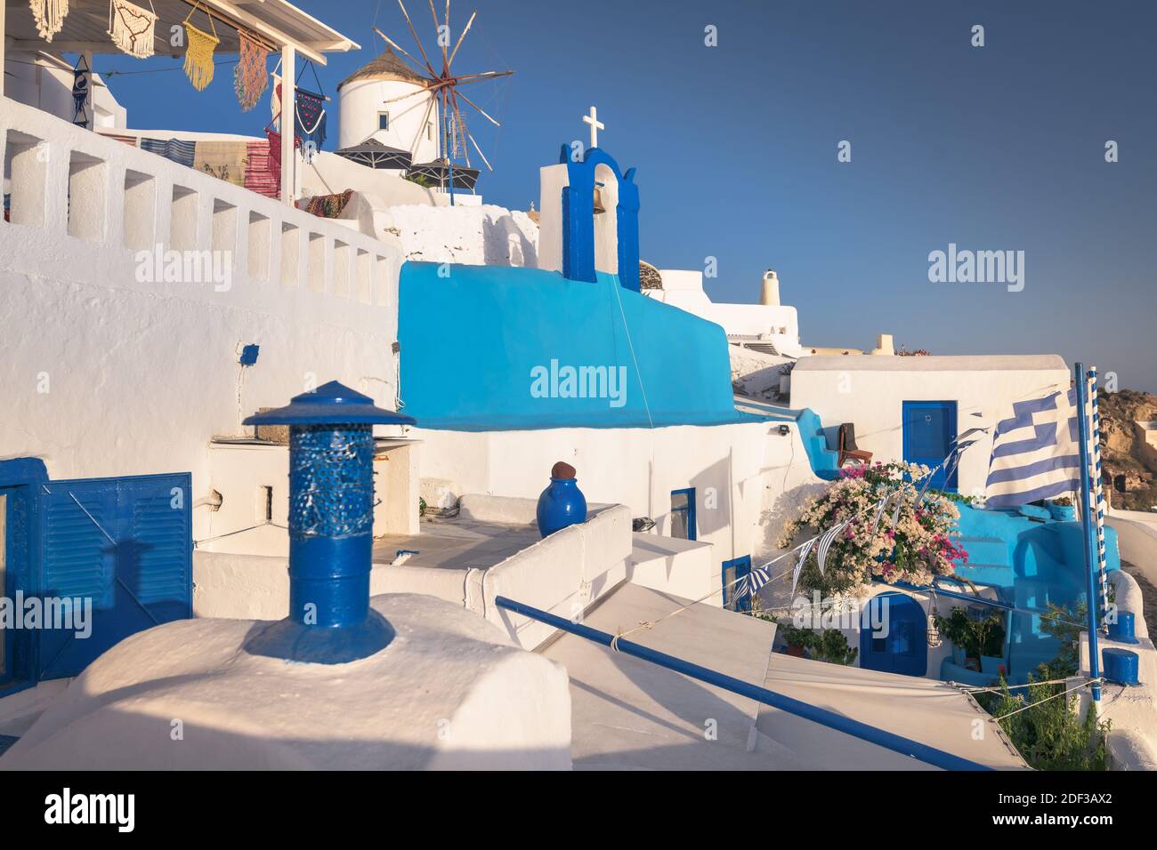 Aerila view of Oia at Santorini, Greece Stock Photo